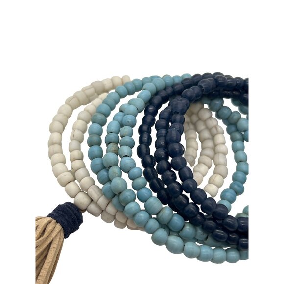 Mare Sole Amore Boho Multicolor Beaded Wrap Bracelet Tassels & Charm Blues NWOT - Picture 3 of 5